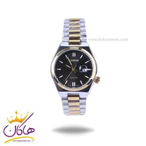 ساعت مچی زنانه سیتیزن فلزی نقره ای طلایی صفحه مشکی 107334/8