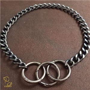 قلاده سگ و گربه مدل سه حلقه مشکی سایز s طرح کارتیر درشت 50 سانتی