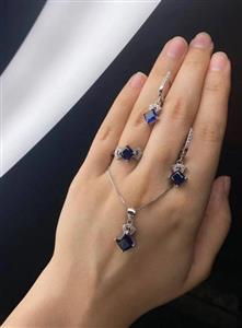 نیم ست زنانه یاقوت کبود کد ۱۲۷۳