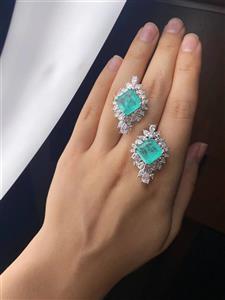 گوشواره جواهری کلکسیونی زمرد مربعی کد ۱۱۲۷