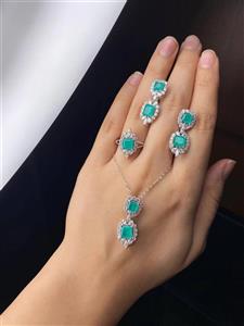 نیم ست جواهری زمرد کد ۱۲۱۶