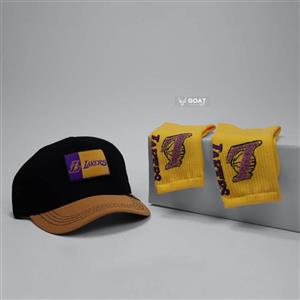 ست کلاه کپ و جوراب ساق بلند دخترانه پسرانه lakers کد 11