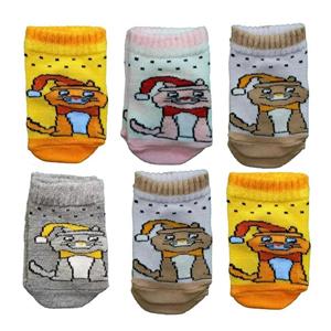 جوراب ساق کوتاه نوزادی مدل گربه ای Pishik 