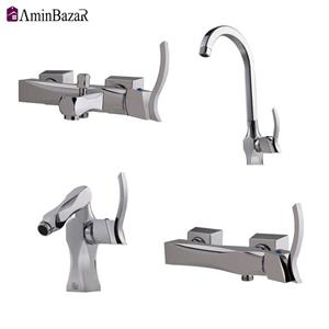 ست 4 پارچه شیرآلات گلپایگان مدل الماس رنگ کروم