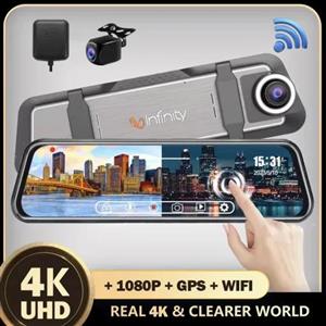 دوربین خودرو آینه ای 4K دو لنزه وای فای دار و جی پی اس دار T10