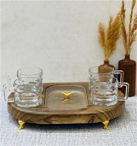 نسکافه خوری شیشه ای 4 نفره