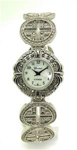 Ladies Elegant Marcasite Metal Link Bracelet Fashion Watch Antique Modern