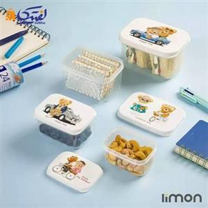 ست ظرف غذا 4 عددی مستطیل چاپدار لیمون کد 2232