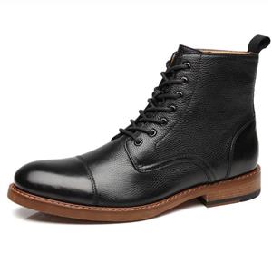 La Milano Mens Dress Boots Cap Toe Lace up Leather Winter Oxford Casual Comfortable Ankle Combat Boots for Men