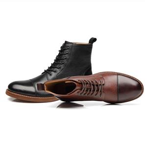 La Milano Mens Dress Boots Cap Toe Lace up Leather Winter Oxford Casual Comfortable Ankle Combat Boots for Men