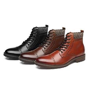 La Milano Mens Dress Boots Cap Toe Lace up Leather Winter Oxford Casual Comfortable Ankle Combat Boots for Men