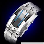 Binary Matrix Blue LED Digital Waterproof Watch Mens Classic Creative Fashion Black Plated Wrist Watches 