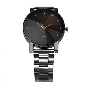 Hot Sale! Charberry Mens Convex Steel Band Watch Crystal Stainless Steel Analog Quartz Wrist Watch 