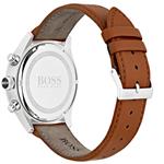 Hugo Boss Men's Grand Prix 46mm Brown Leather Band Steel Case Quartz White Dial Analog Watch 1513475