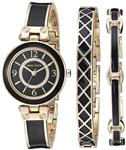 Anne Klein Women's Swarovski Crystal Accented Bangle Watch and Bracelet Set