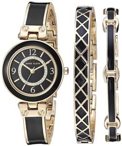 Anne Klein Women's Swarovski Crystal Accented Bangle Watch and Bracelet Set 