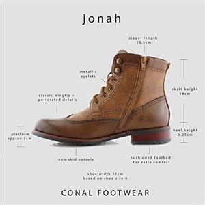 Polar Fox Jonah MPX808567 Mens Casual Perforated Vegan Leather High-Top Red Wing tip Brogue Western Derby Dress Boots 