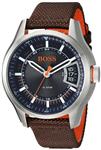 HUGO BOSS Men's Hong Kong Sport Stainless Steel Quartz Watch with Nylon Strap, Brown, 21 (Model: 1550002)