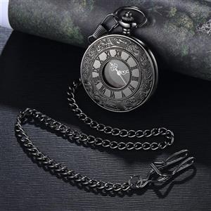 LYMFHCH Vintage Roman Numerals Quartz Pocket Watch Men Womens with Chain As Xmas Fathers Day Gift 