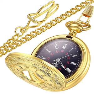 LYMFHCH Vintage Roman Numerals Quartz Pocket Watch, Men Womens Watch with Chain As Xmas Fathers Day Gift 