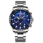 NIBOSI Men's Watches Luxury Sports Chronograph Waterproof Military Quartz Stainless Steel Wristwatches Blue Color