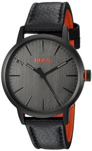 HUGO BOSS Men's Copenhagen Stainless Steel Quartz Watch with Leather Strap Black 20 Model 1550055 