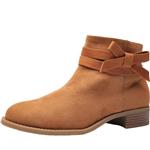 Luoika Women's Wide Width Ankle Booties - Classic Side Zipper Low Stacked Heel Round Toe Suede Comfy Boots.