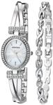 Armitron Women's 75/5381MPSVST Swarovski Crystal Accented Silver-Tone Bangle Watch and Bracelet Set