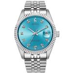 BUREI Men's Luxury Automatic Watch Date Display with Sapphire Crystal Rhinestone Markers and Stainless Steel Band