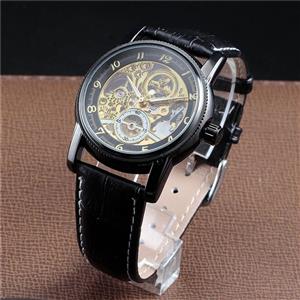 Forsining Hollow Engraving Skeleton Casual Designer Black Golden Case Gear Bezel Automatic Watches Men 