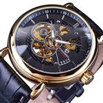 Forsining Transparent Skeleton Case Men Watch Automatic Wristwatches Leather Strap Brand Luxury Mechanical Watches