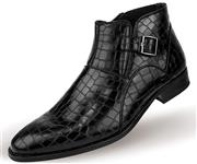 Amali Men's Exotic Crocodile Print Demi Ankle Boot with Inside Zipper