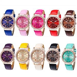 CdyBox Wholesale Watch 10 Pack Rhinestone PU Leather Wristband Roman Numerals Analog Quartz for Women Men 