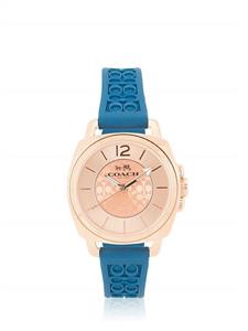 Coach Women's 14502095 Mini Boyfriend Signature Blue Strap Rose Gold Tone Watch