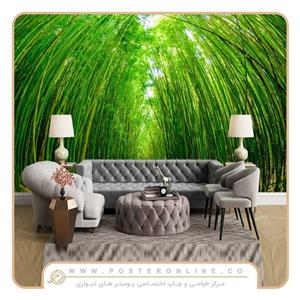 پوستر دیواری منظره تابستان درمیان درختان بامبو کد n-6248