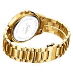 Jechin Luxury Unisex Wristwatch Gold Diamond Dial Stainless Steel Watch