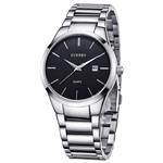 CURREN Men's Watches Classic Black/Silver Steel Band Quartz Analog Wrist Watch with Date for Man