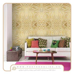 کاغذ دیواری لوکس خطوط برجسته طلایی کد l-5001