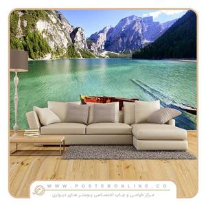 کاغذ دیواری منظره دریا و کوهستان  کد n-7391