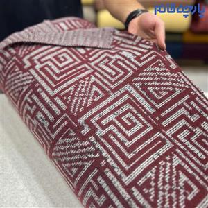 پارچه پاییزه و زمستانه بافت زرشکی طوسی ۲ رو طرح پازلی کره ای کد ۳۵۹۱