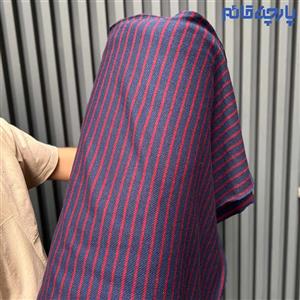 پارچه پاییزه و زمستانه بافت  سرمه ای زرشکی راه راه ریز کره کد 3630