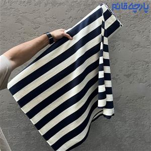 پارچه پاییزه و زمستانه بافت مشکی سفید طرح راه راه درشت کره ای کد 3634