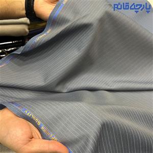 پارچه مردانه فاستونی مطهری دیپلمات راه راه ۳ خط زمینه طوسی تیره ۴۵/۵۵ درصد پشم و ترویرا کد 3767