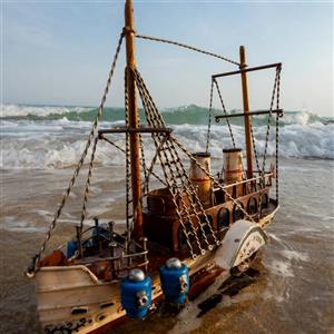 کشتی فلزی دکوری سایز 33 × 9 × 31 سانتیمتر