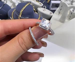 انگشتر نقره نگین چهار گوش با پشت حلقه زنانه کد 0236 