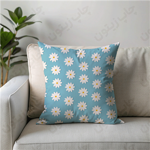 کوسن مخمل با طرح گل و زمینه آبی
