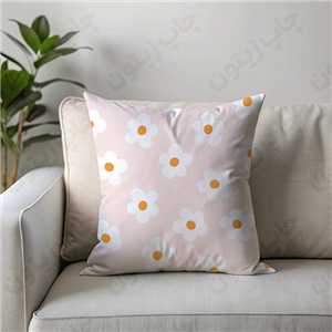 کوسن مخمل با طرح گل و زمینه صورتی