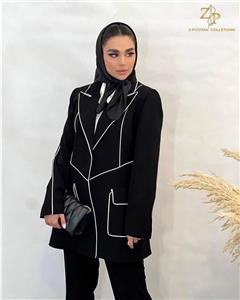 کت تک زنانه کرپ مجلسی مغزی دوزی مشکی گیسو