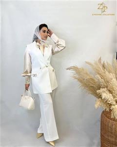 ست وست و شلوار زنانه کرپ مجلسی ماهلی