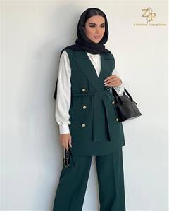 ست وست و شلوار زنانه کرپ مجلسی زمرد
